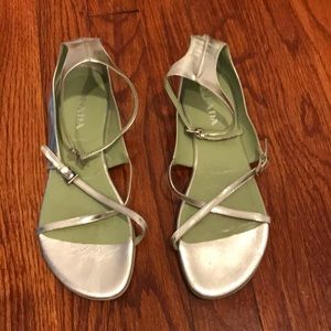 Silver Prada Sandals
